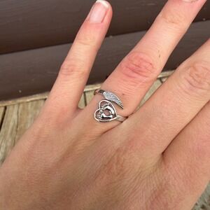 Sterling Silver Mommy of an Angel Footprint Heart Ring Women Size 6.5 Silver